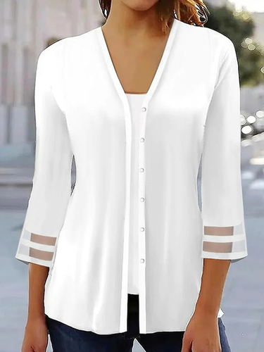 Loose Wrap Plain Casual Shirt - Just Fashion Now - Modalova