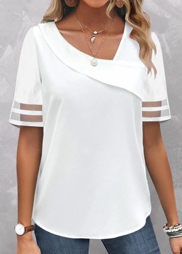 Cotton Asymmetrical Plain Casual Shirt - Just Fashion Now - Modalova
