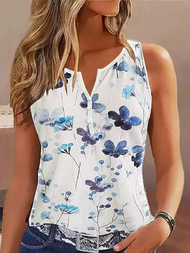 Casual Floral Loose Cotton Tank Top - Just Fashion Now - Modalova
