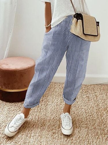 Striped Printed Casual Loose Pants - Modetalente - Modalova