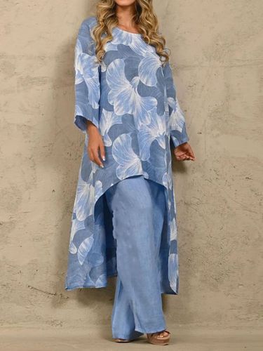 Woman Breathable Comfortable Loose Simple Floral Urban Two-piece Suit - Just Fashion Now - Modalova