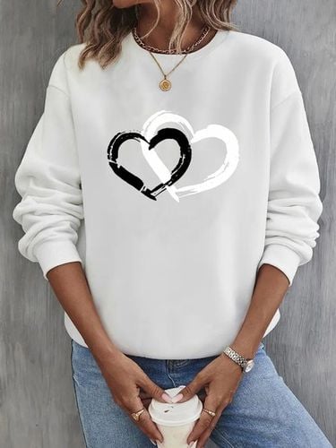 Heart/Cordate Crew Neck Casual Sweatshirt - Just Fashion Now - Modalova