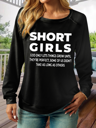 Women's Short Girls Funny Casual Crew Neck Regular Fit Sweatshirt - Just Fashion Now - Modalova