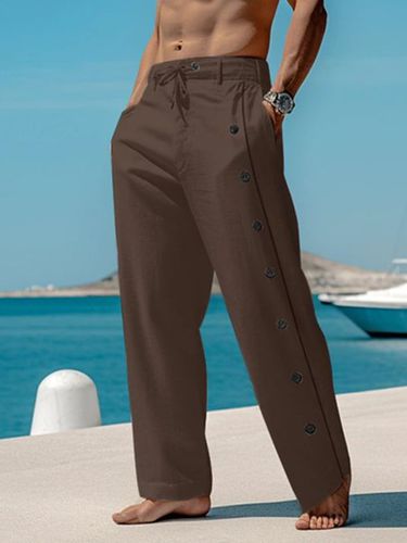 Cotton And Linen Casual Plain Pants - Just Fashion Now UK - Modalova