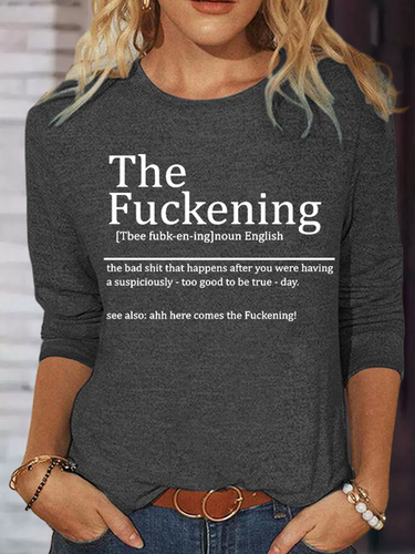 Women's Funny Sarcastic The Fuckening Sarcastic Definition Good Day Then Text Letters Casual Shirt - Modetalente - Modalova