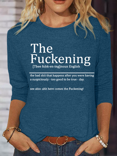 Women's Funny Sarcastic The Fuckening Sarcastic Definition Good Day Then Text Letters Casual Shirt - Modetalente - Modalova