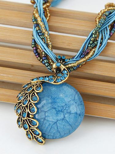 Peacock Rhinestone Beads Pendant Necklaces - Just Fashion Now - Modalova