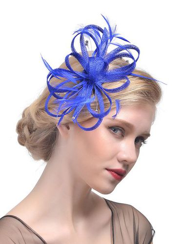 Elegant Mesh Applique Rhinestone Imitation Feather Party Hat Hair Clips - Just Fashion Now UK - Modalova