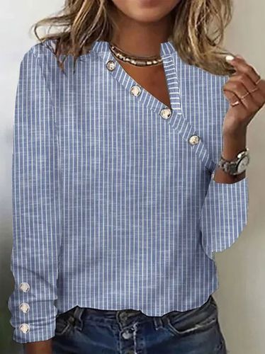 Buttoned Casual Asymmetrical Loose T-Shirt - Just Fashion Now - Modalova