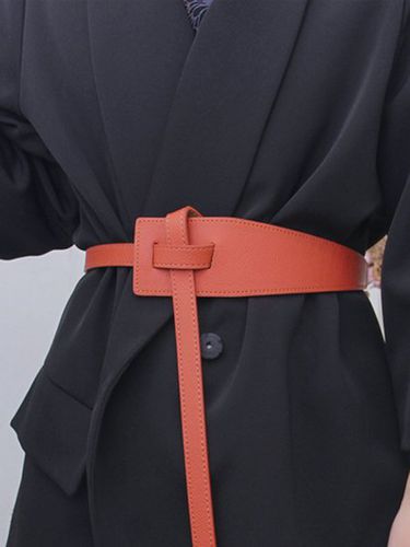 Urban Solid Faux Leather Fold-In Waist Belt - Modetalente - Modalova