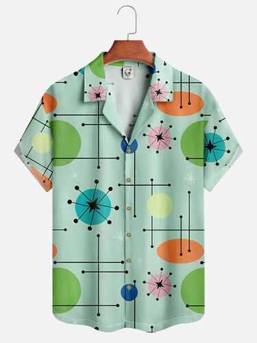 Geometric Pattern Line Short Sleeve Aloha Shirt - Modetalente - Modalova