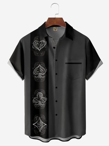 Poker Chest Pocket Short Sleeve Bowling Shirt - Modetalente - Modalova