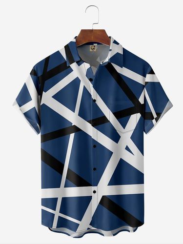 Geometric Chest Pocket Short Sleeve Casual Shirt - Modetalente - Modalova