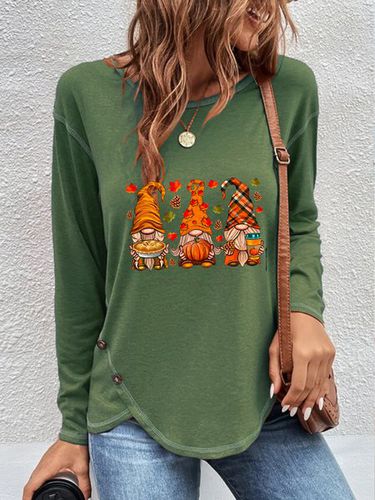 Halloween Loose Casual Buttoned T-Shirt - Just Fashion Now - Modalova