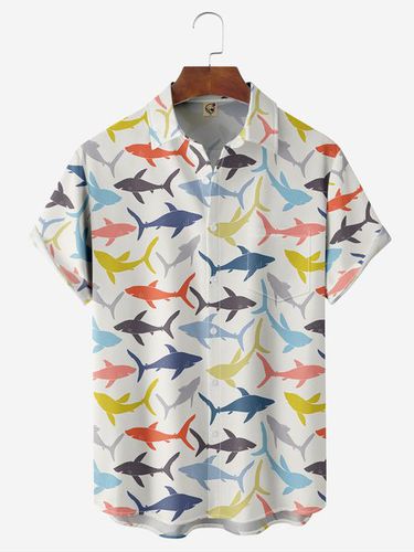 Shark Chest Pocket Short Sleeve Casual Shirt - Modetalente - Modalova