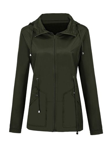 Zipper Plain Casual Trench Coat - Modetalente - Modalova