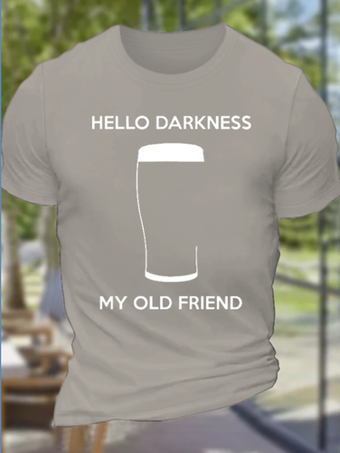 Men's Funny Saying Hello Darkness My Old Frien Cotton Casual T-Shirt - Modetalente - Modalova