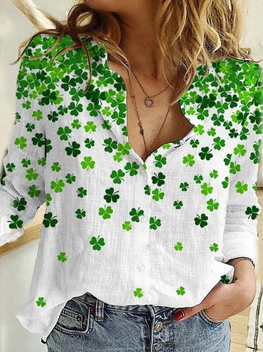 Women's St. Patrick's Day Shamrock Print Shirt - Just Fashion Now - Modalova