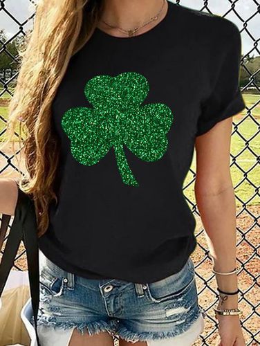 Women's St Patricks Day Irish Glitter Shamrock Cotton T-Shirt - Just Fashion Now - Modalova