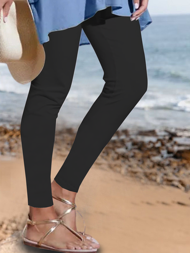Plain elastic waist foundation simple high elastic Pants Leggings - Just Fashion Now - Modalova