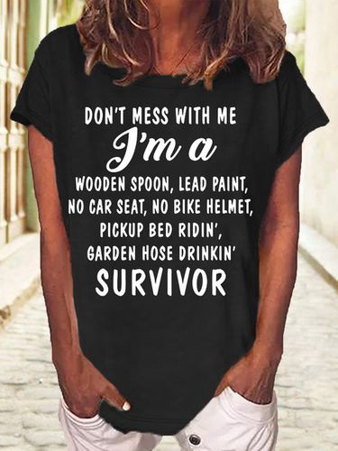 Women's Don't Mess With Me Funny Letter Crew Neck Casual T-Shirt - Modetalente - Modalova
