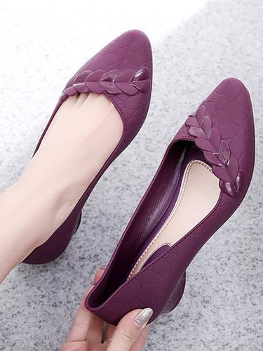 Comfortable Soft Sole Waterproof Pointed Toe Shallow Mouth Chunky Heel Shoes - Modetalente - Modalova