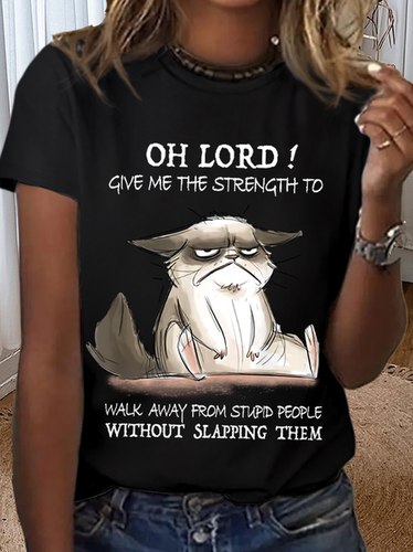 Women's Funny Word Oh Lord Give Me The Strength To Walk Away From Stupid People Without Slapping Them Loose T-Shirt - Modetalente - Modalova