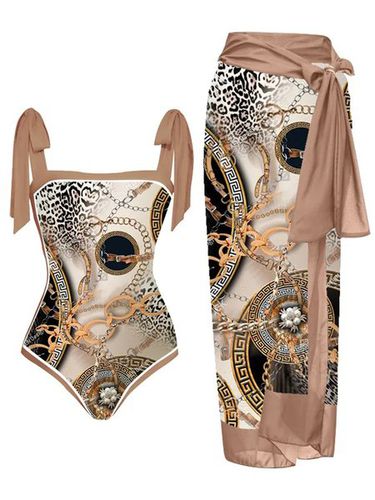 Ethnic Ethnic Square Neck One Piece With Cover Up - Just Fashion Now - Modalova
