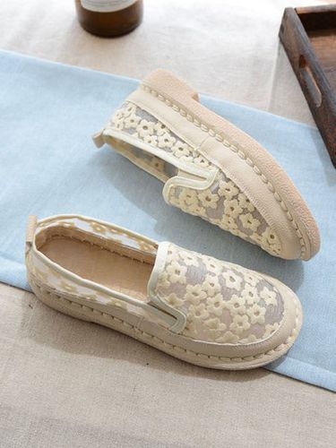 Floral Embroidery Breathable Mesh Flat Espadrilles Shoes - Just Fashion Now UK - Modalova