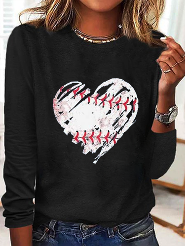 Baseball Shirts Women Game Day Shirt Baseball Heart Graphic Regular Fit Casual Long Sleeve Shirt - Modetalente - Modalova