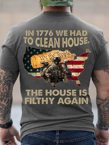 Cotton In 1776 We Had To Clean House. The House Is Filthy Again Casual T-Shirt - Modetalente - Modalova