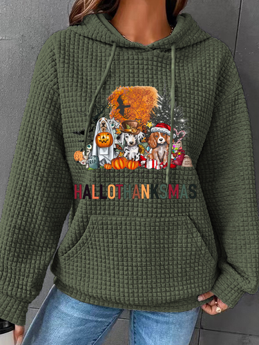 Happy Hallothanksmas Funny Dog Lover Holiday Hoodie Casual Hoodie - Modetalente - Modalova