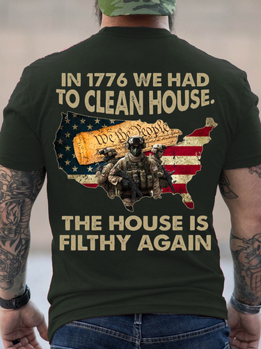 Cotton In 1776 We Had To Clean House. The House Is Filthy Again Casual T-Shirt - Modetalente - Modalova