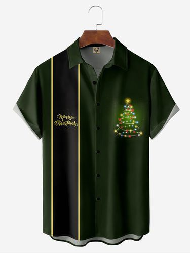 Christmas Tree Chest Pocket Short Sleeve Casual Shirt - Modetalente - Modalova