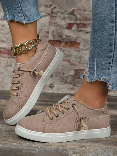 Women Vintage Lace-Up Canvas Shoes - Modetalente - Modalova