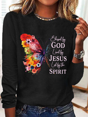 Blessed By God Loved By Jesus Led By The Spirit Casual Butterfly Shirt - Modetalente - Modalova