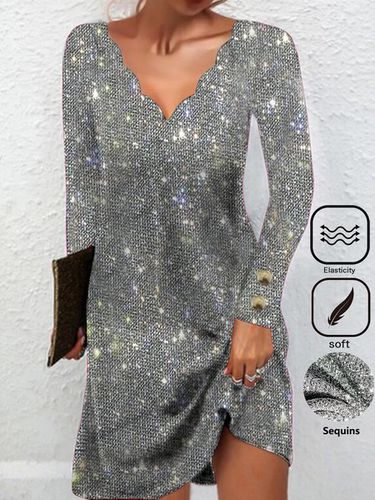 Glitter Casual Loose Dress With No - Modetalente - Modalova
