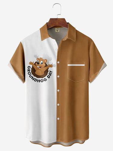 Groundhog Day Chest Pocket Short Sleeve Casual Shirt - Modetalente - Modalova