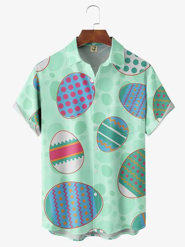 Easter Eggs Chest Pocket Short Sleeve Casual Shirt - Modetalente - Modalova
