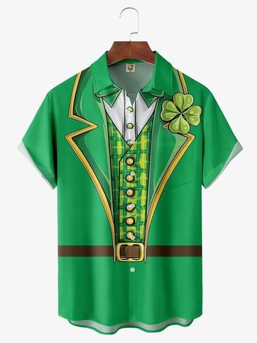 St. Patrick's Day Chest Pocket Short Sleeve Casual Shirt - Modetalente - Modalova