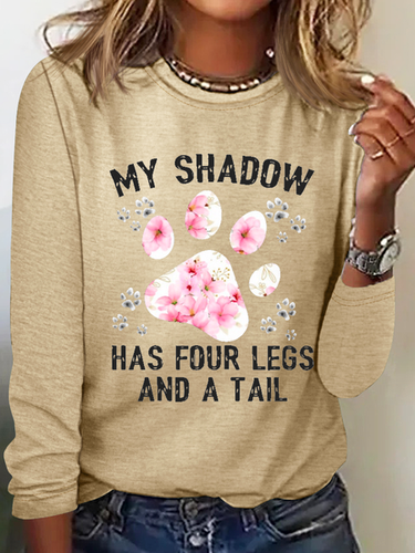 Funny Dog My Shadow Has Four Legs And A Tail Casual Long Sleeve Shirt - Modetalente - Modalova