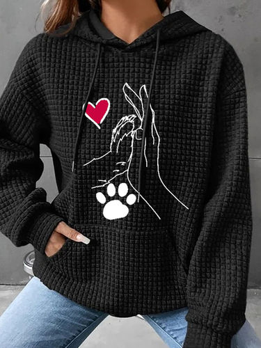 Women's Palm High-Fives Dog Paw Print Simple Dog Hoodie - Modetalente - Modalova