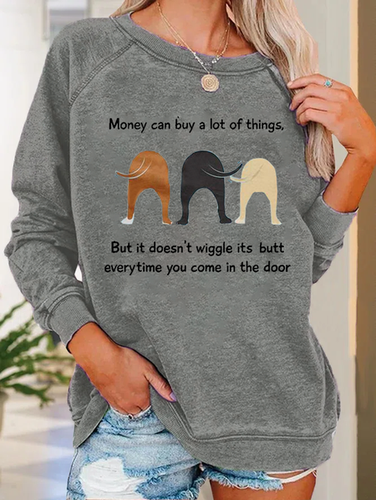 Women's Funny Money Can Buy A Lot Of Things But It Doesn'T Wiggle Crew Neck Casual Animal Sweatshirt - Just Fashion Now - Modalova