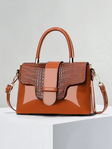 Crocodile Embossed Handbag Buckle Decor Crossbody Bag - Just Fashion Now - Modalova