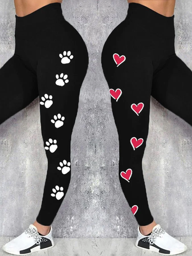 Funny Dog Heart Regular Fit Casual Leggings - Just Fashion Now - Modalova