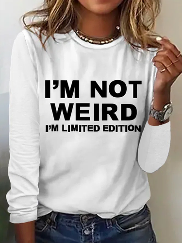 Women's Cute Graphic Cotton-Blend Crew Neck Simple Text Letters Long Sleeve Shirt - Modetalente - Modalova