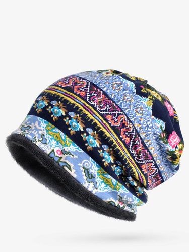 Retro Tribal Printed Cotton Fleece Dual Use Scarf Beanie Hat - Just Fashion Now UK - Modalova