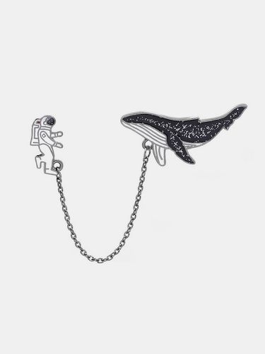 Fashion Cartoon Brooch Astronaut Space Whale Drip Oil Brooch Metal Clothing Collar Pin - Newchic - Modalova