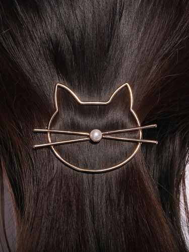 Fashion Lovely Animal Hollow Cat Pearl Hairpin Gold Silver Color Hair Clip Women Hair Accessories - Newchic - Modalova