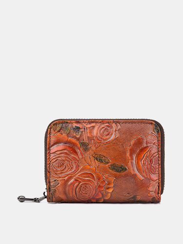 Brenice Vintage Casual Floral Genuine Leather Card Holder Coin Purse Wallet For Women - Newchic - Modalova